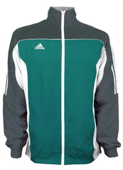 adidas Teal Grey White Windbreaker Style Team Jacket Front View