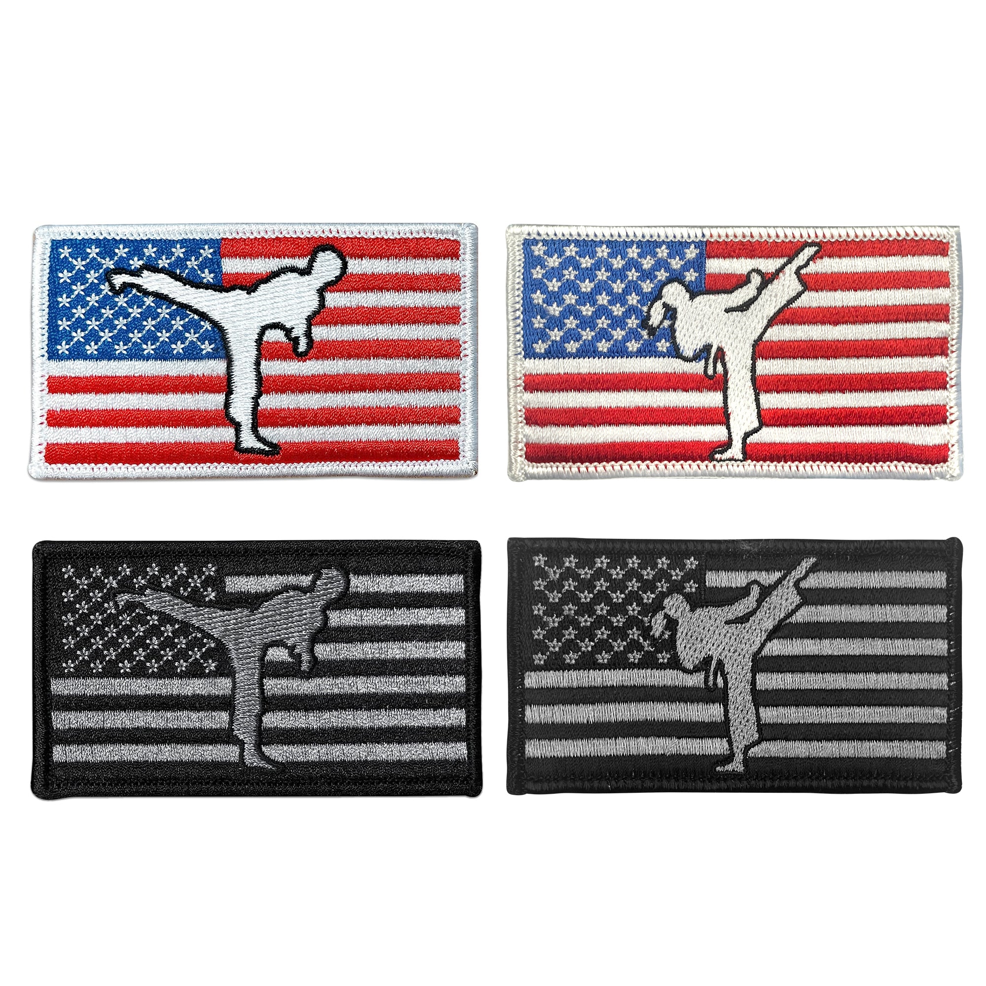 AAMA Taekwondo Kick USA Embroidered Flag Iron On Patch