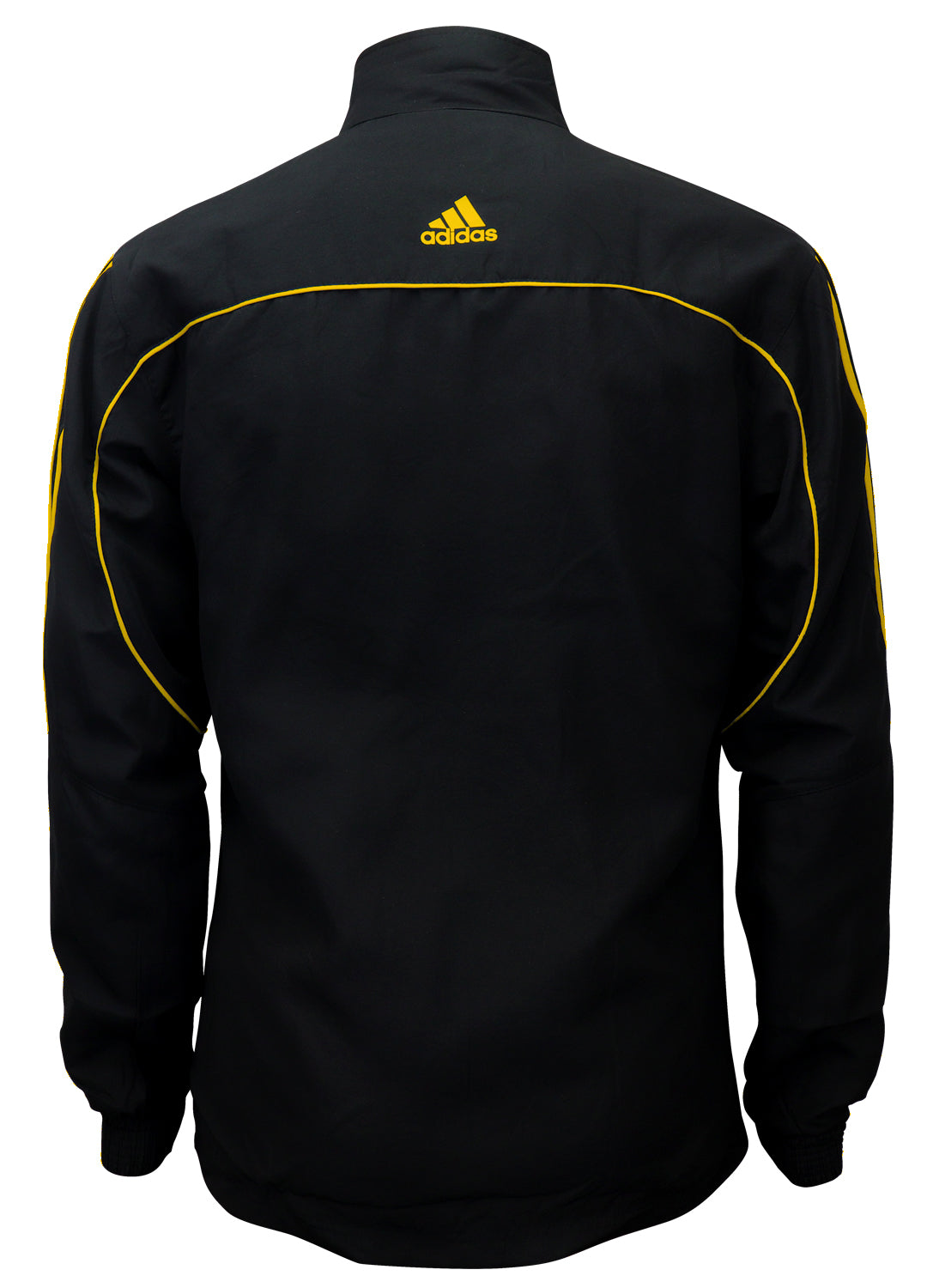 adidas Black with Gold Stripes Windbreaker Style Team Jacket Back View