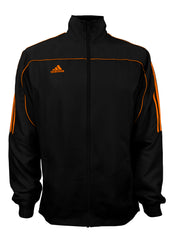 adidas Black with Neon Orange Stripes Windbreaker Style Team Jacket Front View