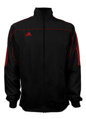 adidas Black with Red Stripes Windbreaker Style Team Jacket Front View
